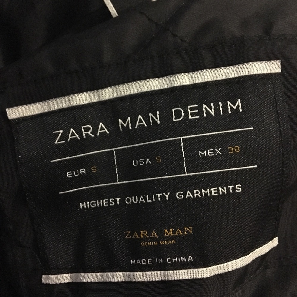 Zara man puffer hooded jacket Sz S full zip black - Picture 7 of 8